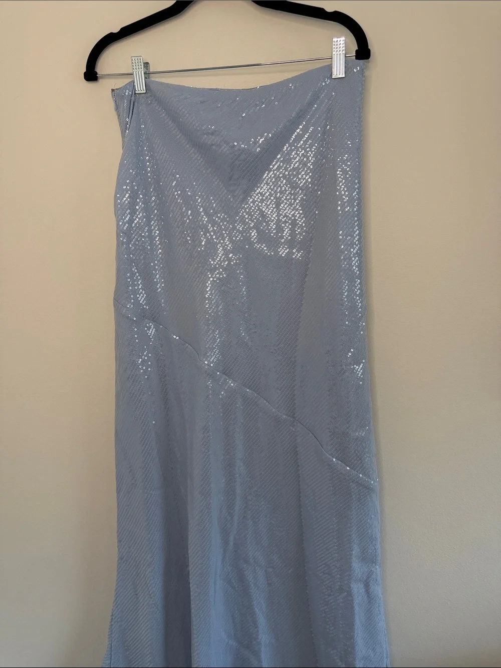 Peppermayo NWT Algorithm Sequin Maxi Skirt Light Blue Low Rise Party Size US 8